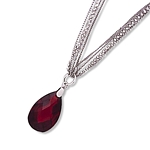 Red CZ Faceted Teardrop on Multichain Necklace